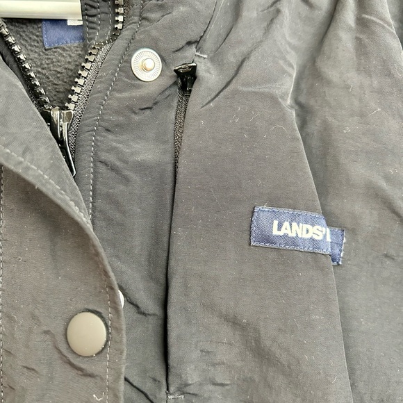 Lands End black fleece jacket with hood, size L (14-16) - Picture 3 of 9